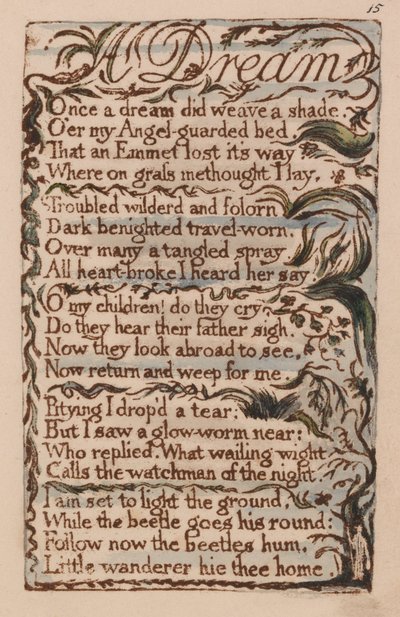 Lieder der Unschuld und der Erfahrung, Platte 15, Ein Traum (Bentley 26) von William Blake